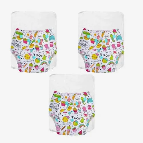 3 Pack of BASIC Pocket Diaper with Front Fabric Pulling or Gathering - No Print