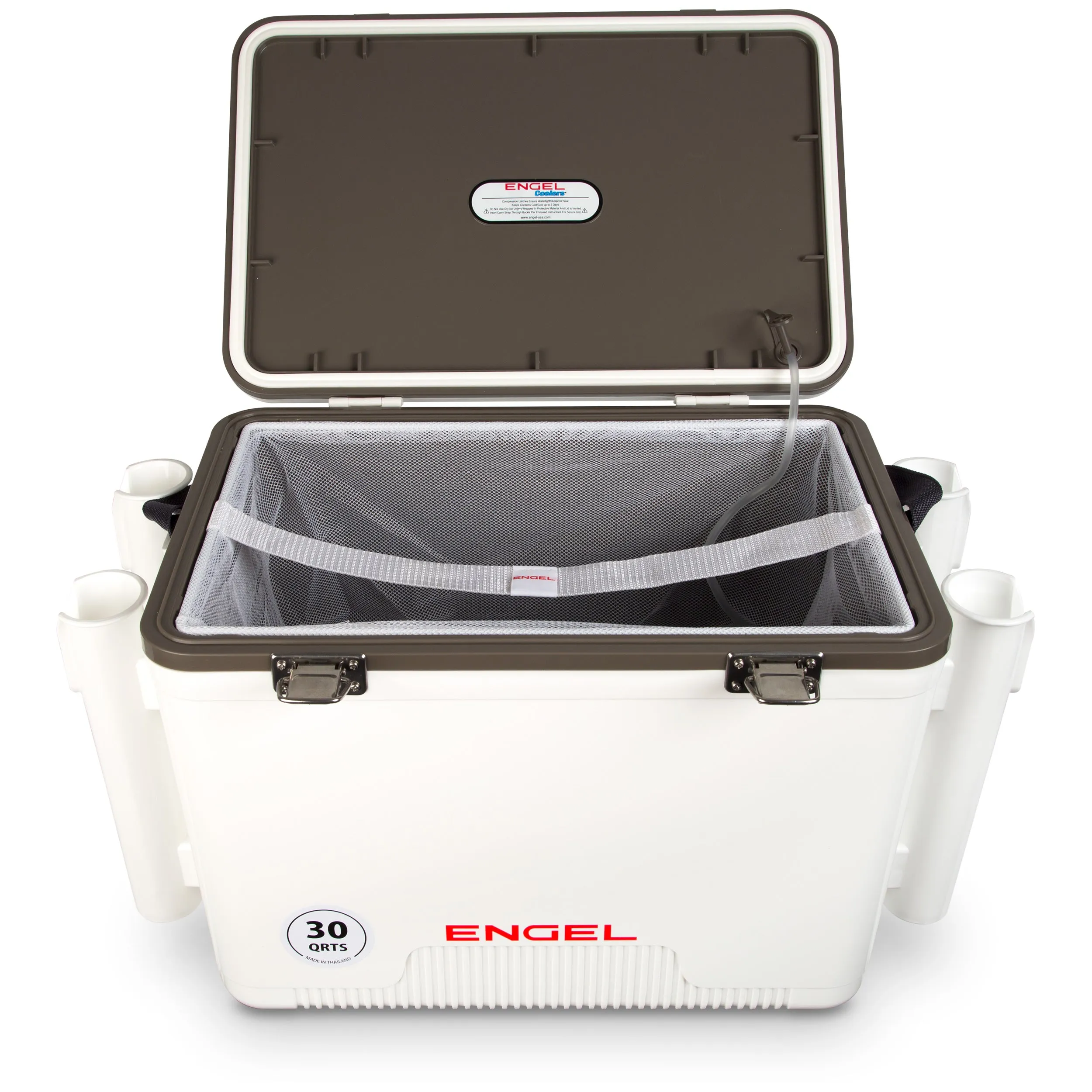 30 Quart Bait Drybox/Cooler with Rod Holders - Live, Durable, and Versatile for Fishing