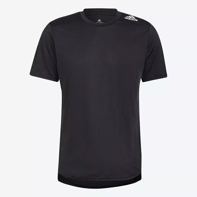 adidas Mens Running T-Shirt, White/Black/Coral, Reflective, Breathable