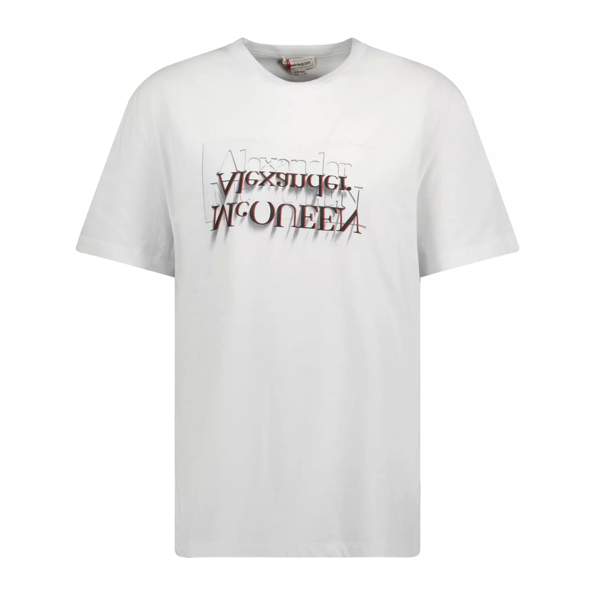 Alex McQueen White T-Shirt with Mirrored Logo