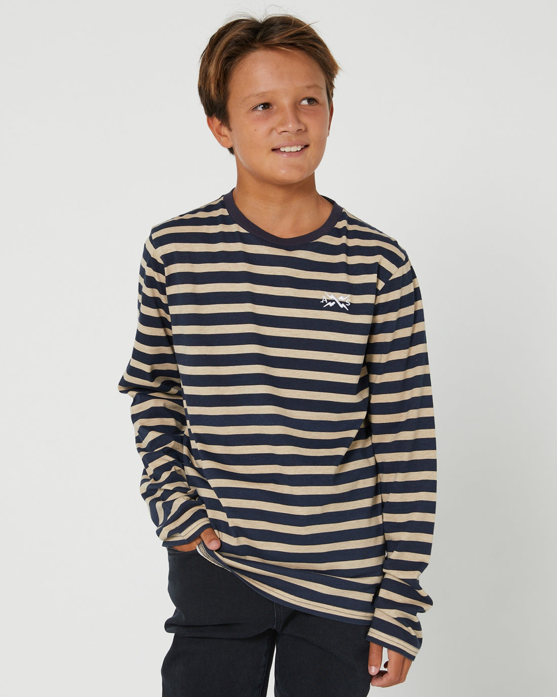 Alphabet Soup Miles Stripe LS Tee Navy/Tan