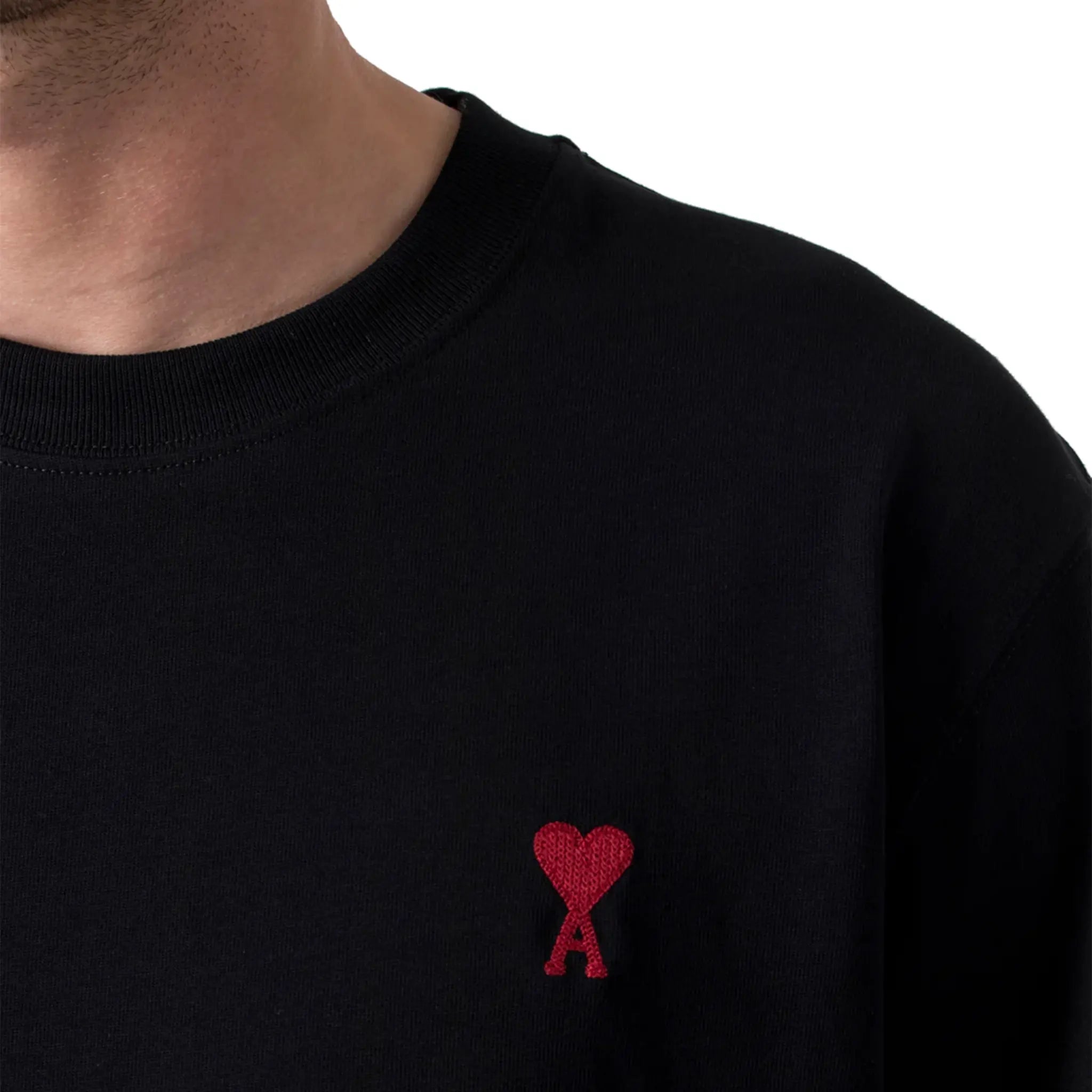 Ami Paris Ami De Coeur T-Shirt, Black Red