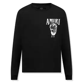 Amiri Long Sleeve Black T Shirt with Crystal Ball Design