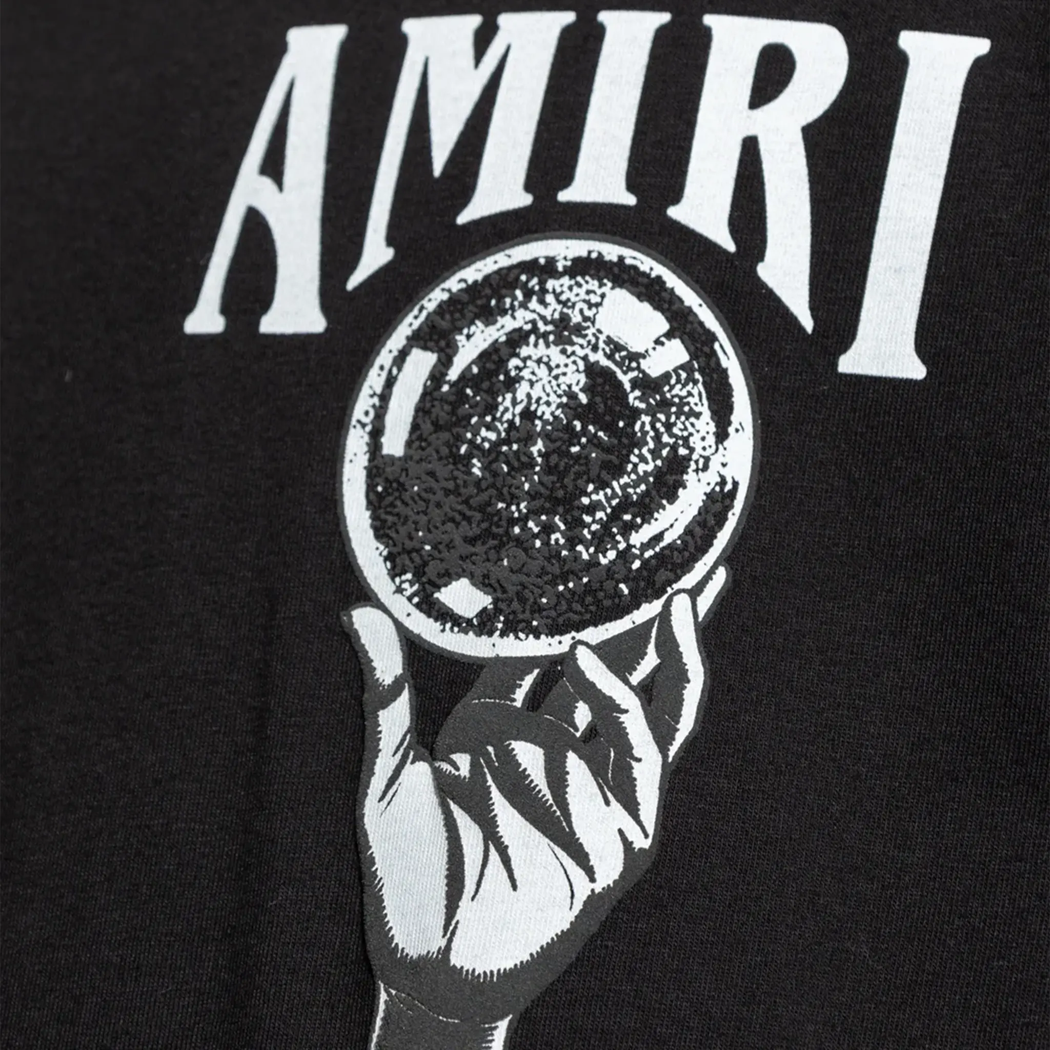 Amiri Long Sleeve Black T Shirt with Crystal Ball Design