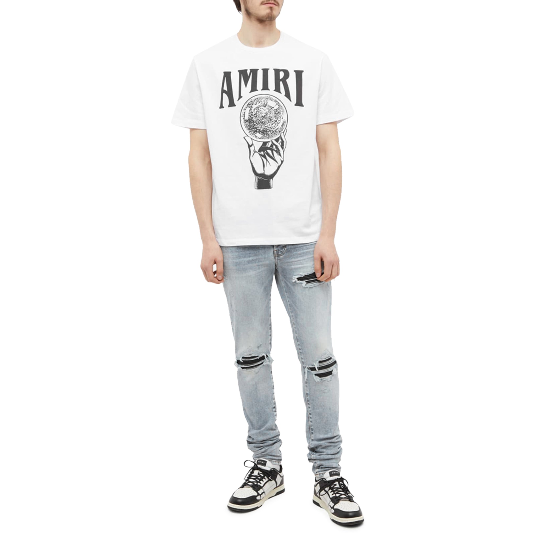 Amiri White Crystal Ball Tee-Shirt.