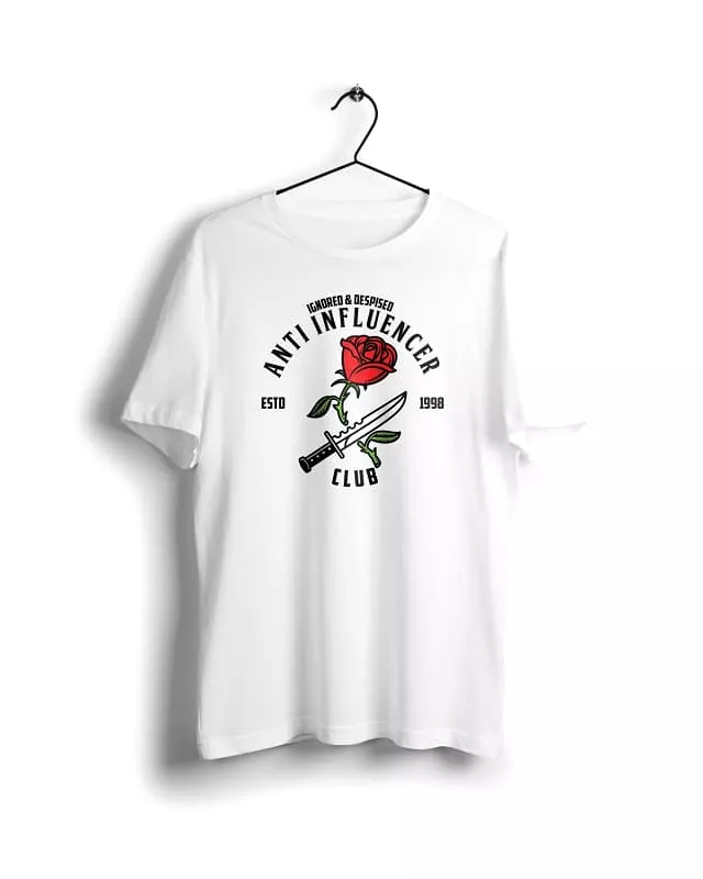 Anti Influencer club - Basic T-shirt White - Digital Graphics (SEO-friendly result)