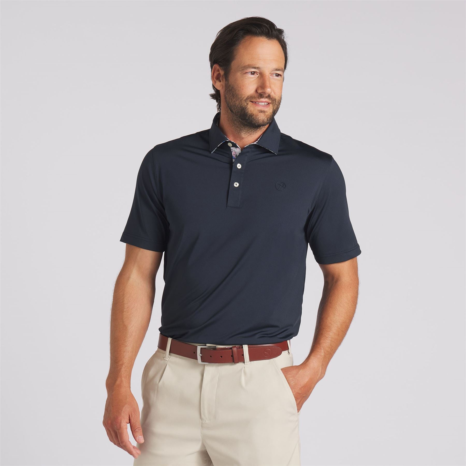 AP Floral Trim Polo Deep Navy - SS24