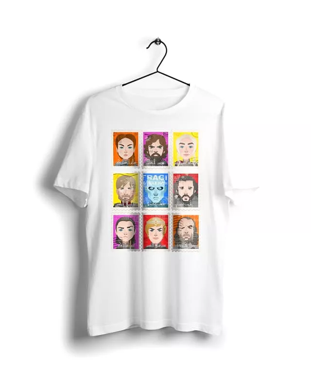 Arabic Game of Thrones T-shirt - White, Digital Graphics - Basic Design