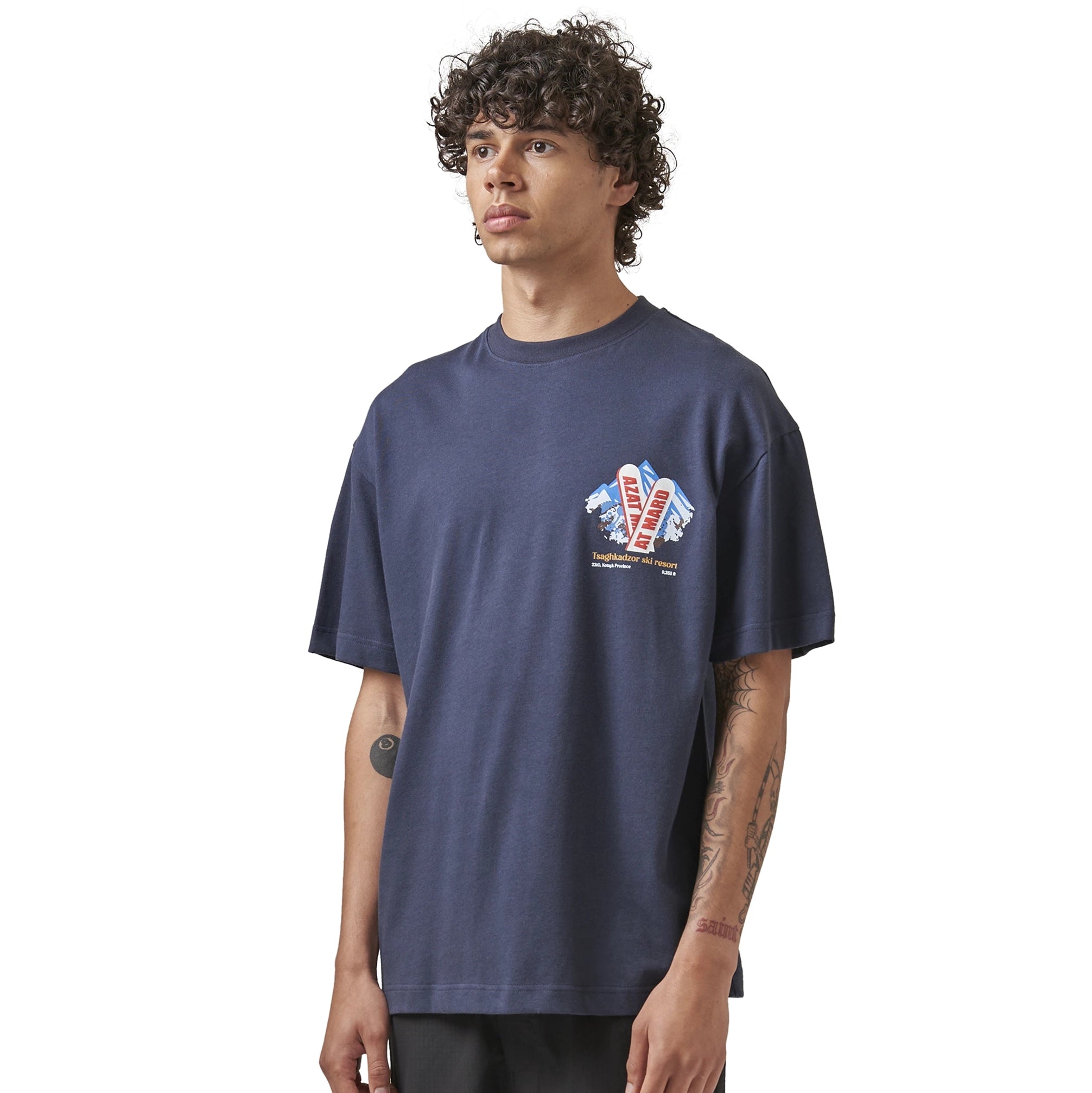 Azat Mard Navy T-Shirt, Ski-Inspired