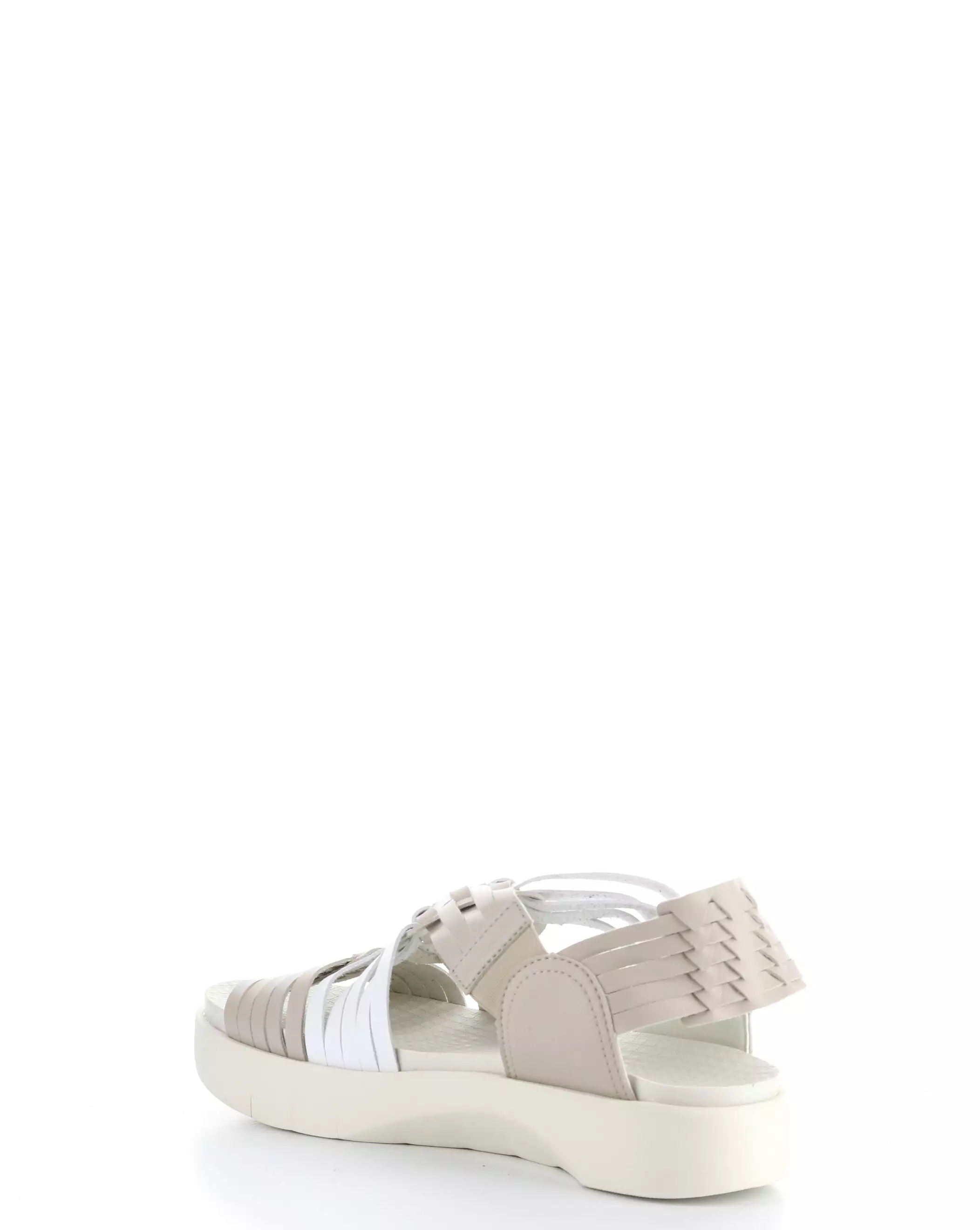 Beige and White Round Toe Sandals