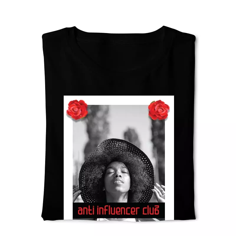 Black Basic T-shirt for Anti Influencer Club Girls - Digital Graphics