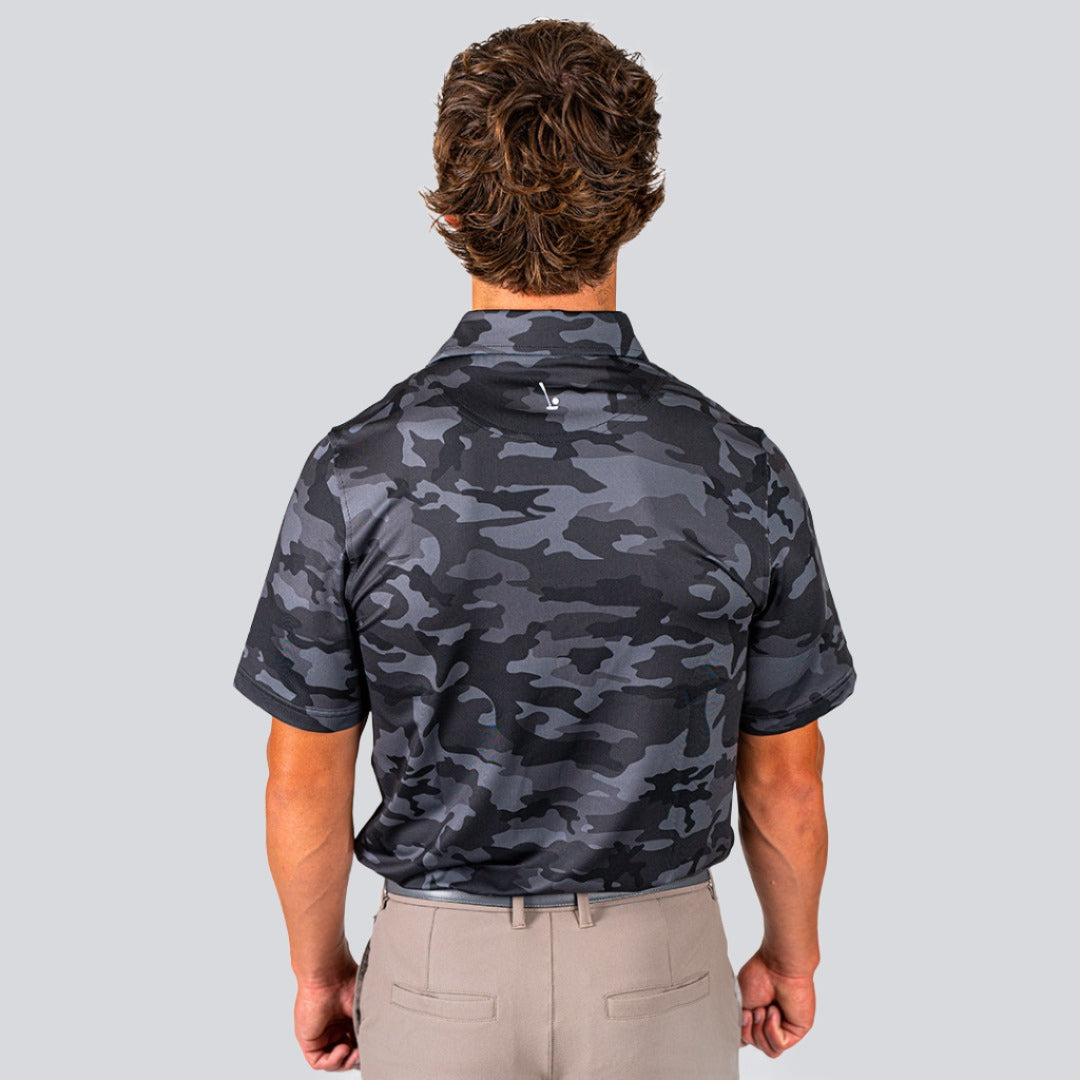 Black Camo Polo Shirt for Men