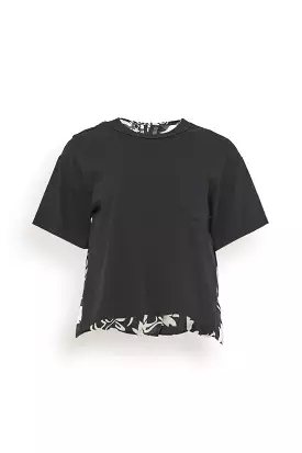 Black Floral Print Cotton Jersey T-Shirt