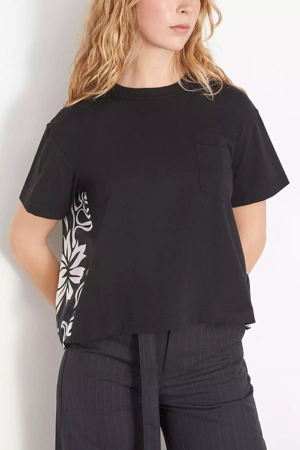 Black Floral Print Cotton Jersey T-Shirt