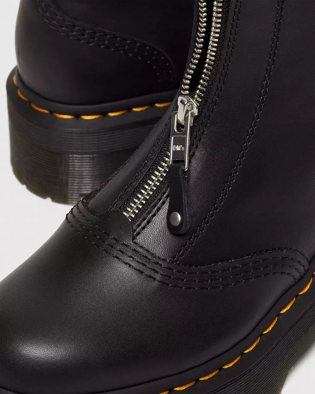 Black Leather Platform Boots for Women - Doc Marten's Jetta Zipped Sendal