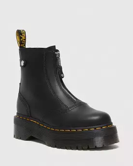 Black Leather Platform Boots for Women - Doc Marten's Jetta Zipped Sendal