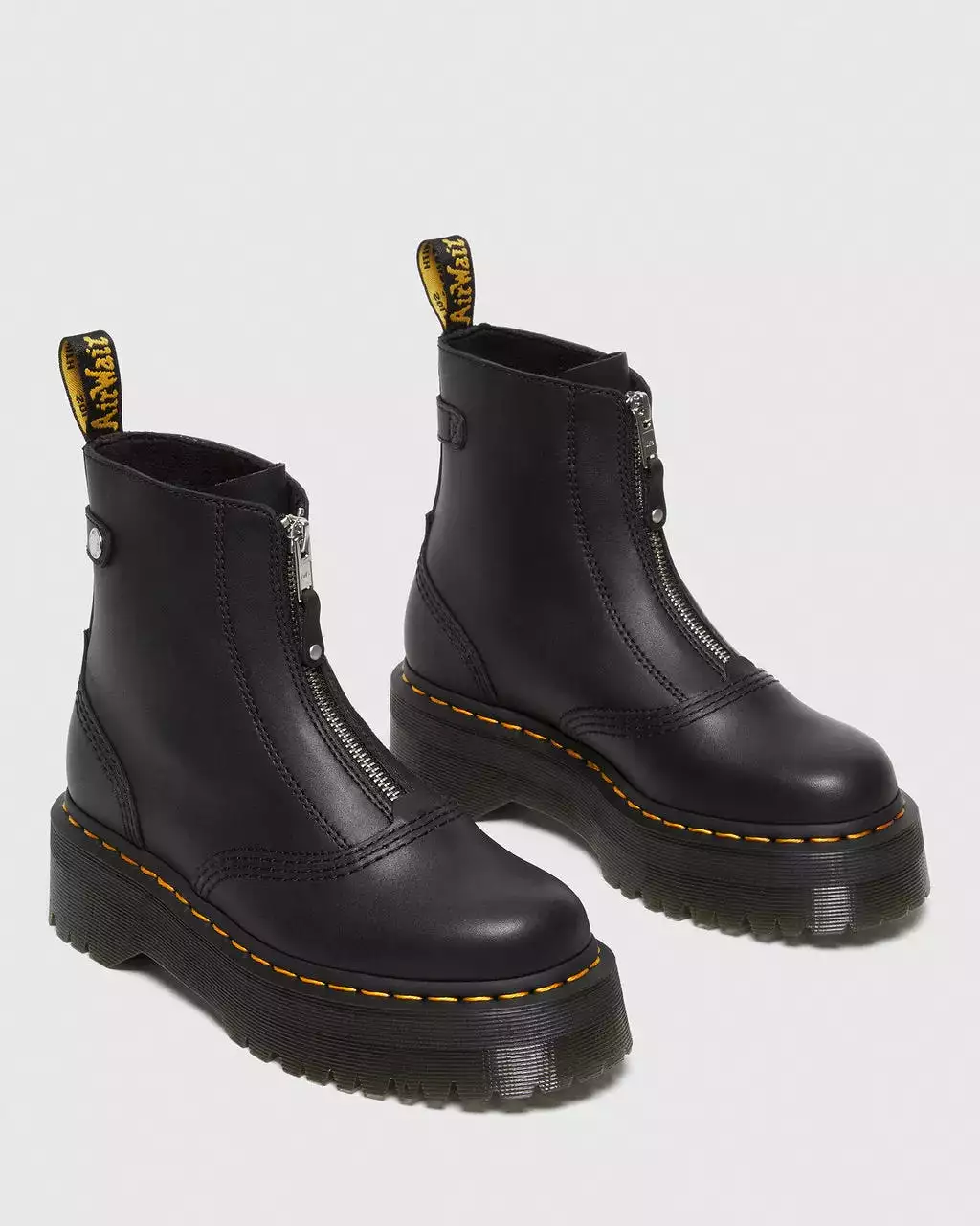 Black Leather Platform Boots for Women - Doc Marten's Jetta Zipped Sendal