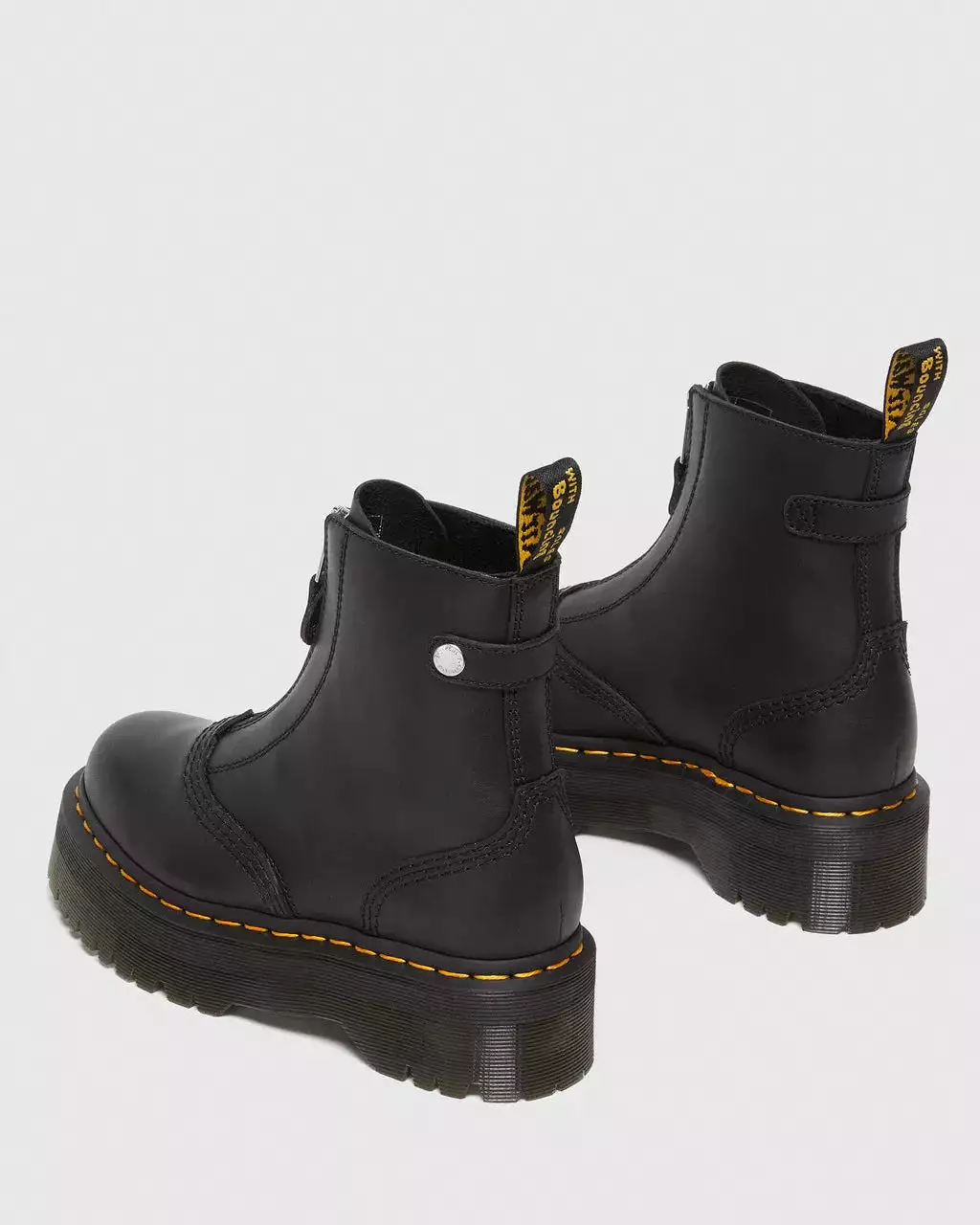 Black Leather Platform Boots for Women - Doc Marten's Jetta Zipped Sendal