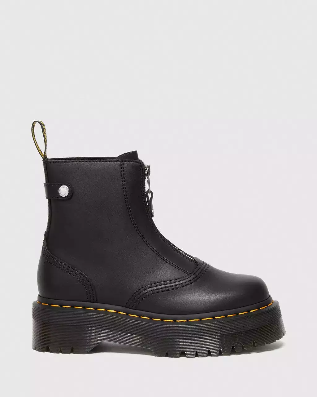 Black Leather Platform Boots for Women - Doc Marten's Jetta Zipped Sendal