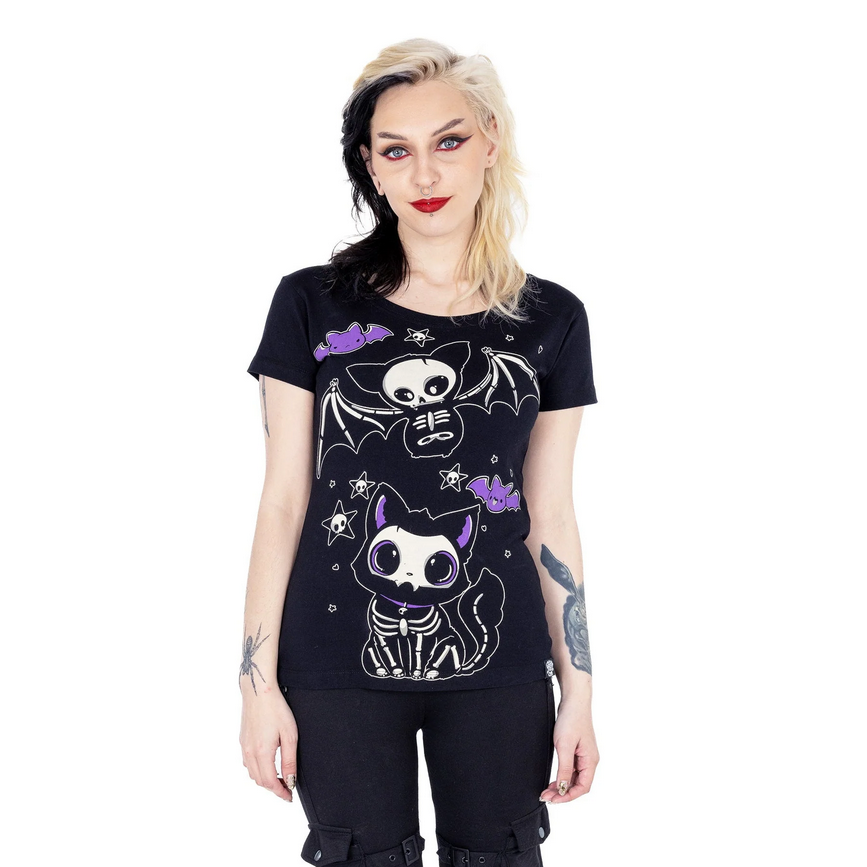 Black Skelly Cat T-Shirt