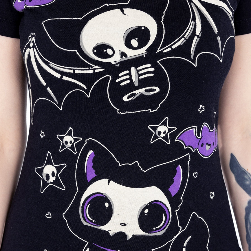 Black Skelly Cat T-Shirt