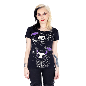 Black Skelly Cat T-Shirt