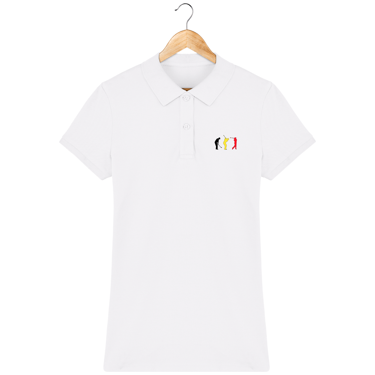 Black Yellow Red Belgian Organic Cotton Embroidered Polo