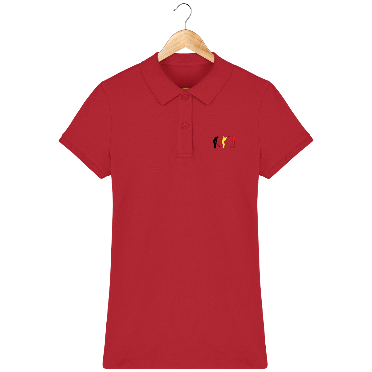 Black Yellow Red Belgian Organic Cotton Embroidered Polo