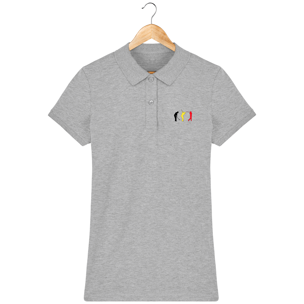 Black Yellow Red Belgian Organic Cotton Embroidered Polo