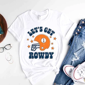 Blue and Orange Let's Get Rowdy Short Sleeve T-Shirt