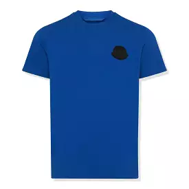 Blue Moncler SN44 Short Sleeve T-Shirt with Patched Logo