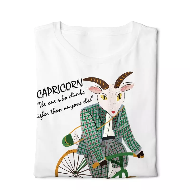 Capricorn Horoscope T-shirt - White Basic Digital Graphics