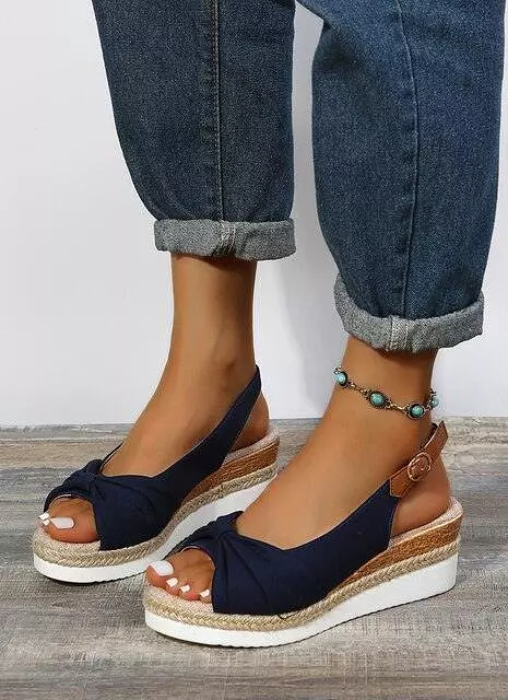 casual wedge sandals with knot detail