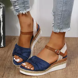 casual wedge sandals with knot detail