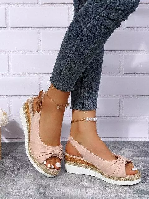 casual wedge sandals with knot detail