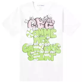 CDG Shirt KAWS Print T-shirt White Green Pink