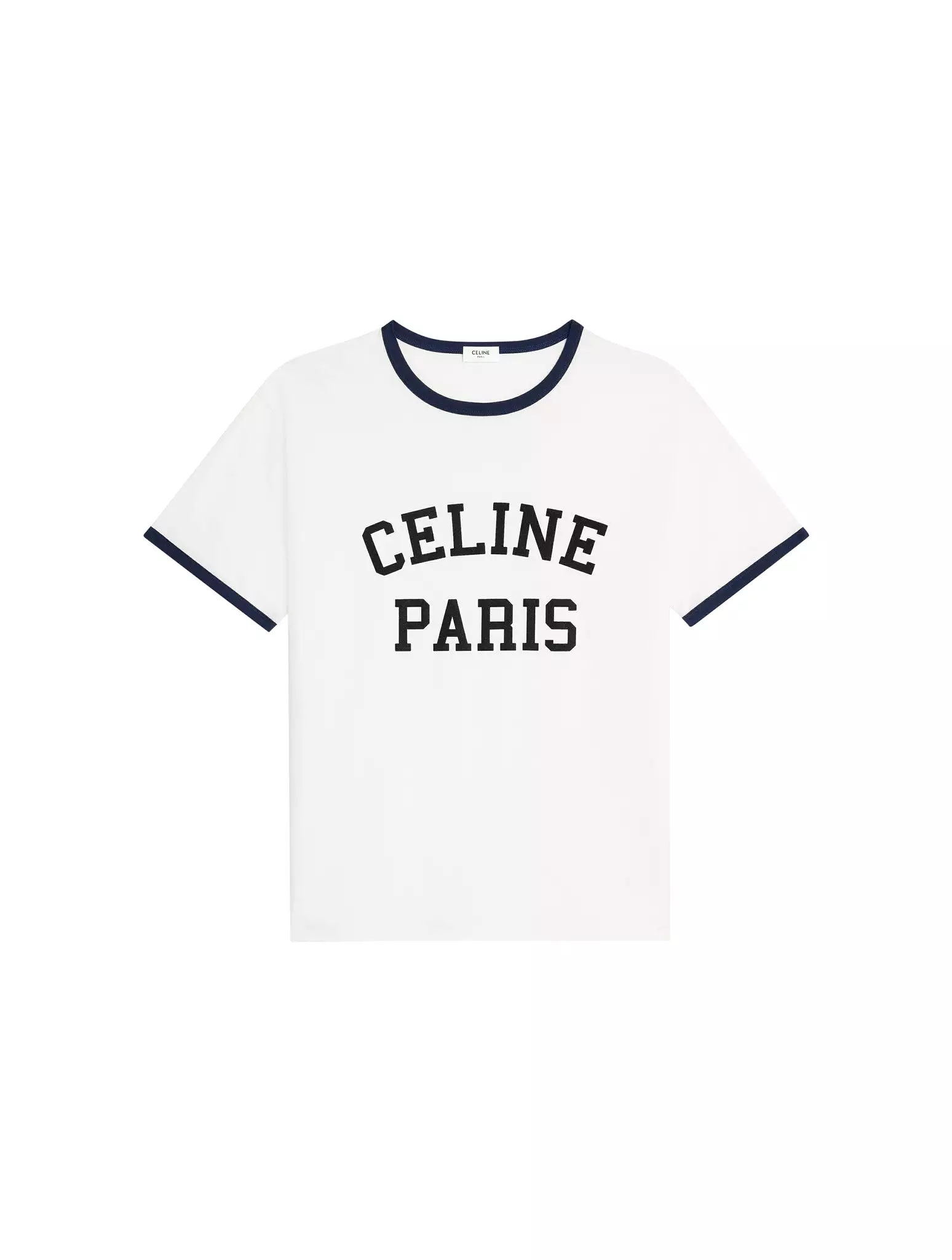 Celine Paris Cotton Jersey T-Shirt - Off-White/Navy Blue/Black.