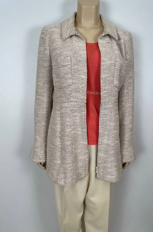 Chanel 04P, 2004 Spring Salmon/Orange Sleeveless Sweater, Size FR 42 US 8