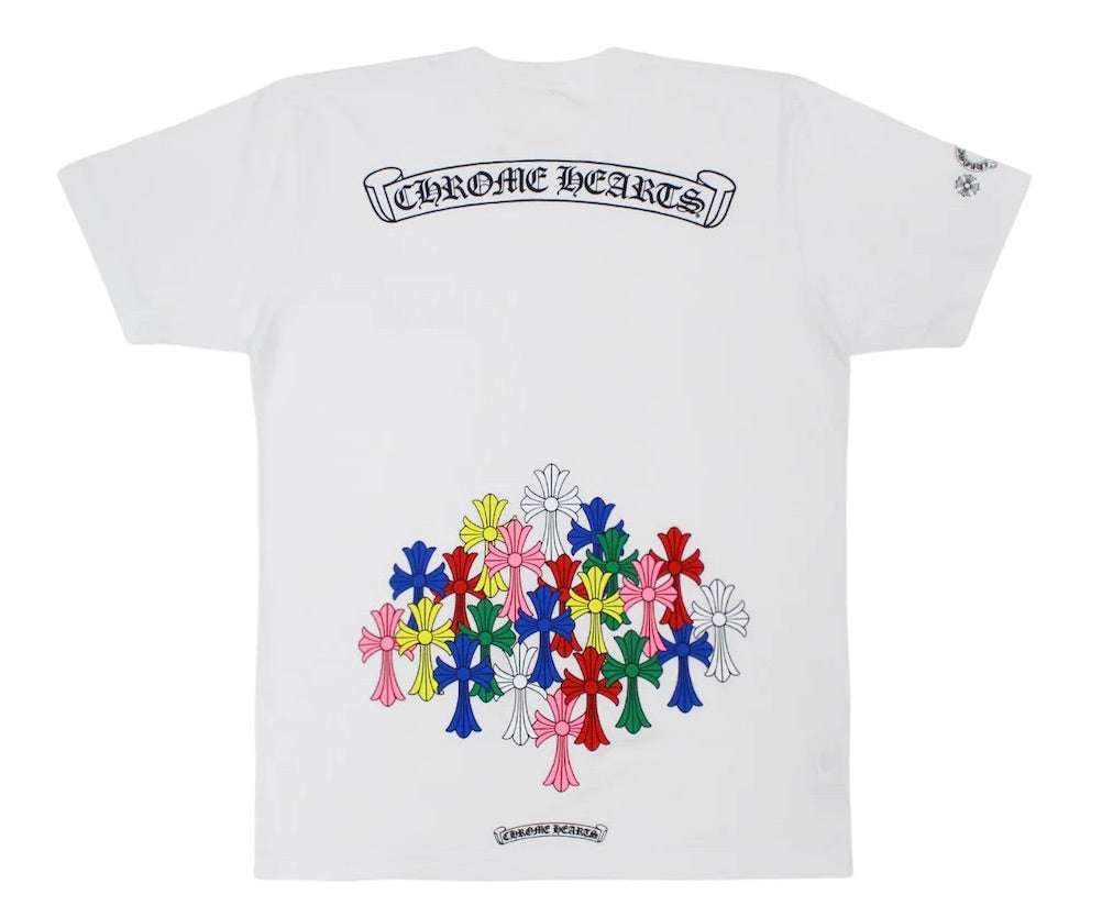 chromes hearts script cross t-shirt white