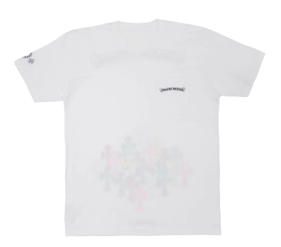 chromes hearts script cross t-shirt white