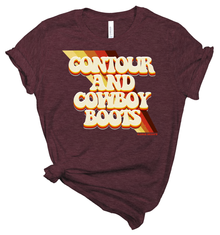 Contour and Cowboy Boots - Heather Maroon Shirt