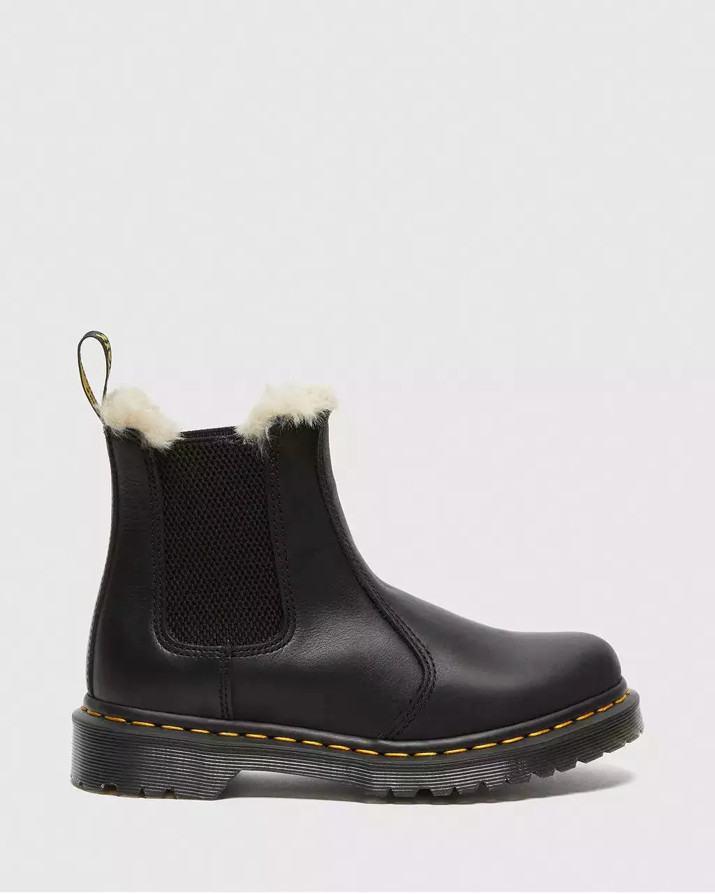 Doc Martens Women's 2976 Leonore Faux Fur Lined Black Burnished Wyoming Chelsea Boots