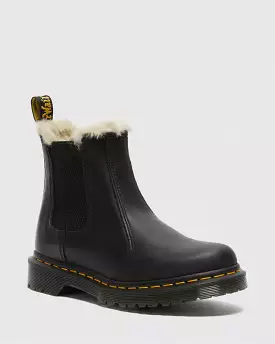 Doc Martens Women's 2976 Leonore Faux Fur Lined Black Burnished Wyoming Chelsea Boots