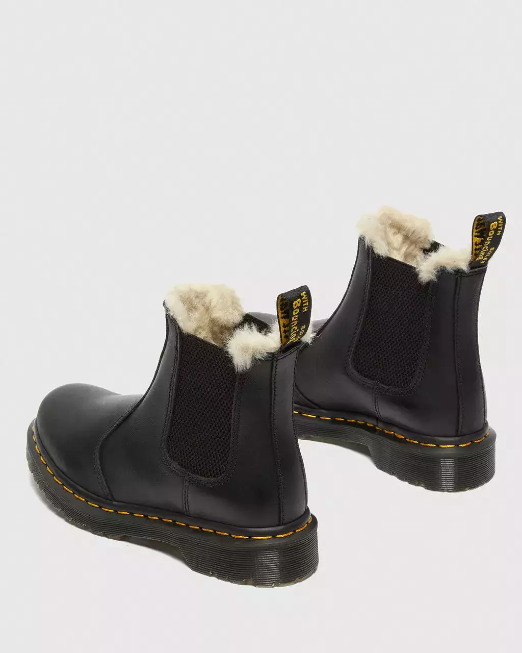 Doc Martens Women's 2976 Leonore Faux Fur Lined Black Burnished Wyoming Chelsea Boots