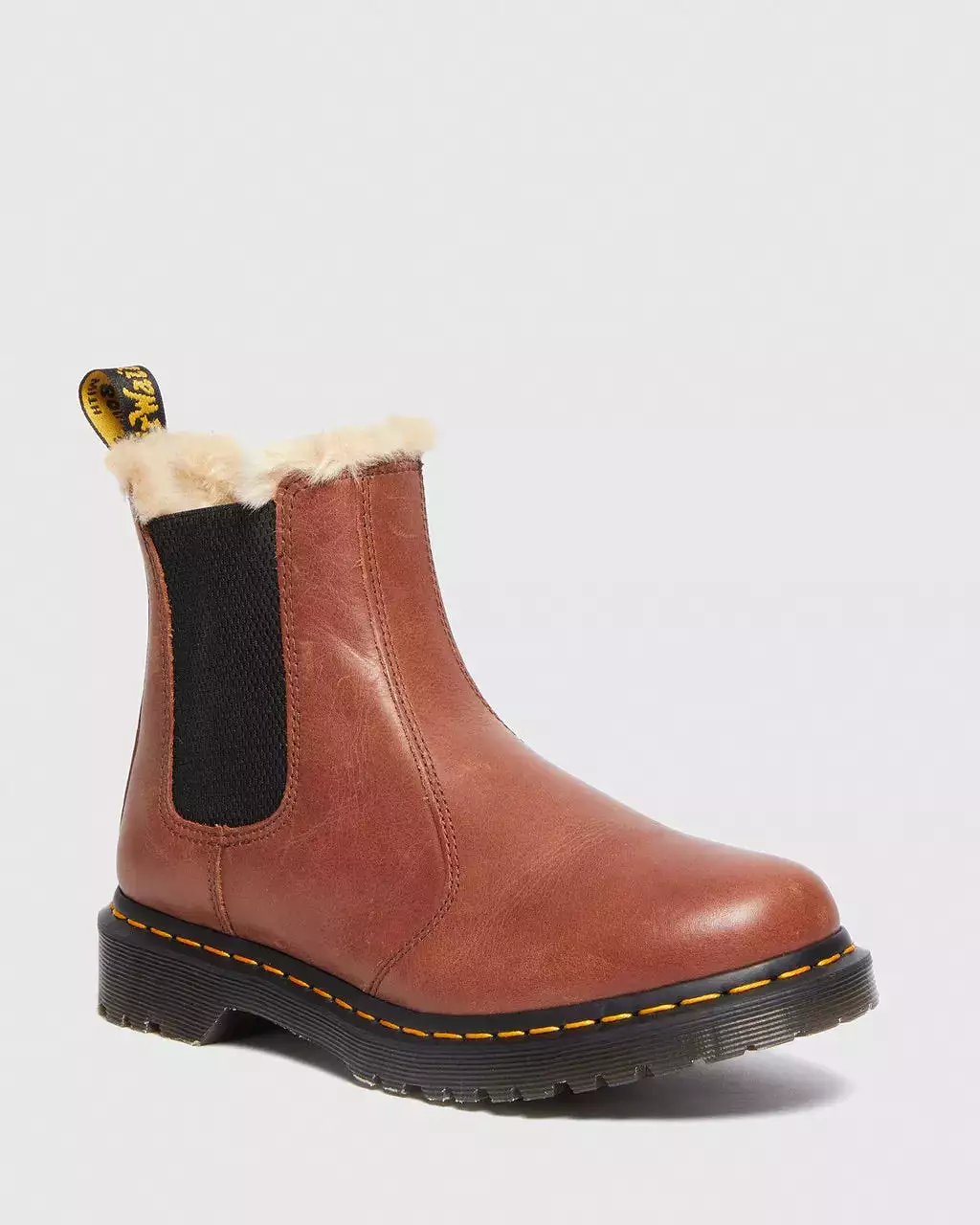 Doc Martens Women's 2976 Leonore Tan Faux Fur-Lined Chelsea Boots