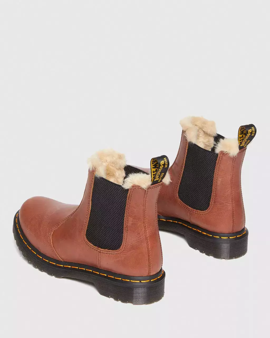 Doc Martens Women's 2976 Leonore Tan Faux Fur-Lined Chelsea Boots