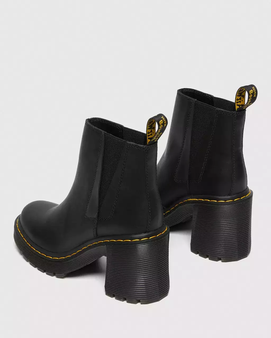 Doc Martens Women's Spence Leather Flared Heel Chelsea Boots - Black Sendal | Shop Now