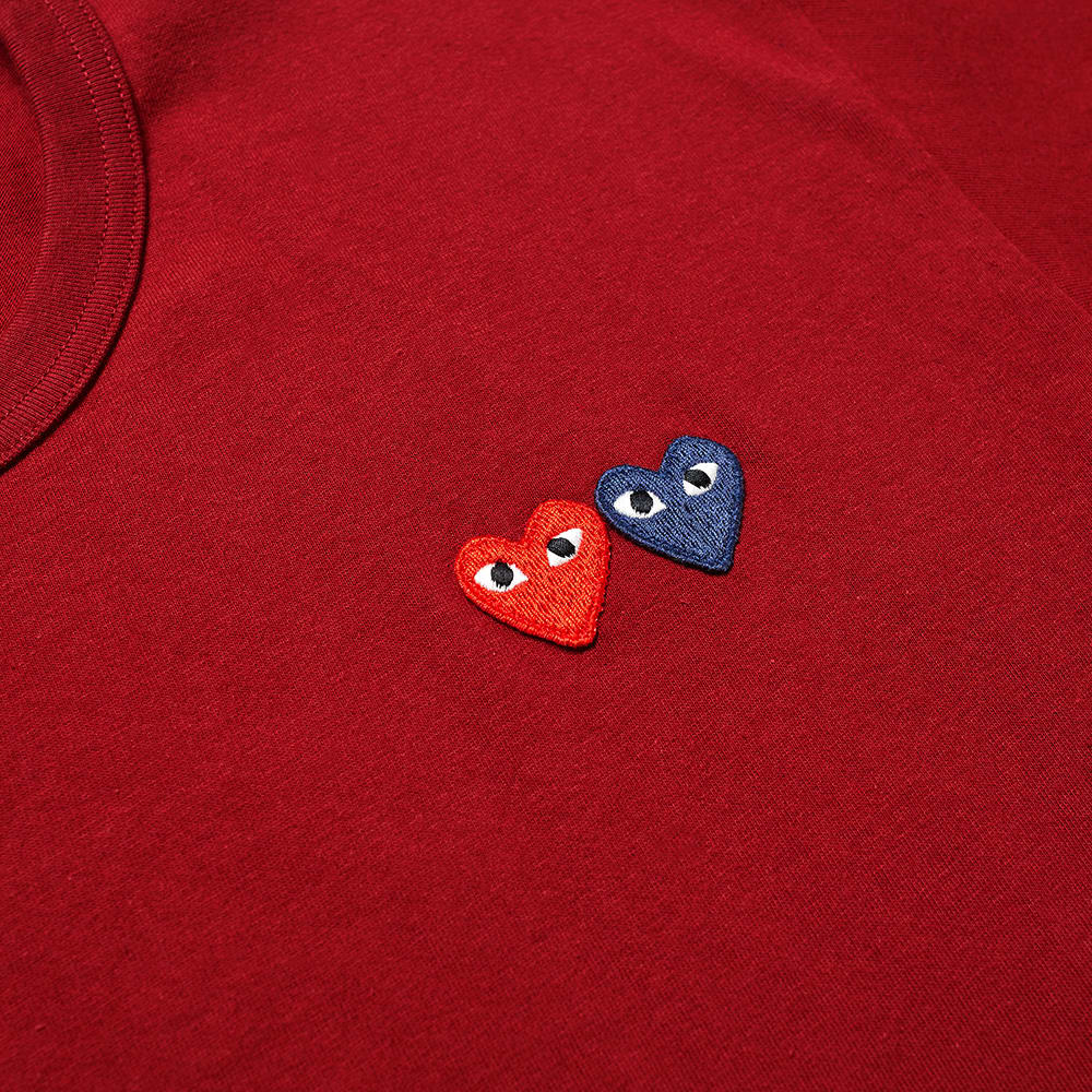 Double Heart T-shirt - Burgundy, Size Large.