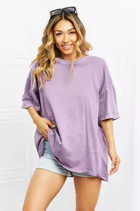 DOUBLE ZERO Purple Oversized Vintage Wash T-Shirt