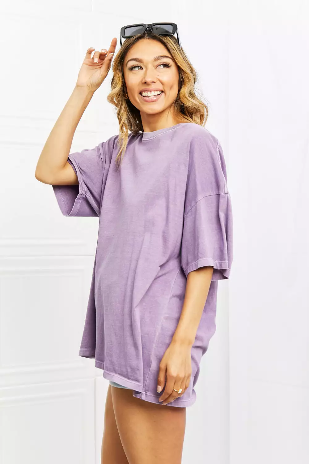 DOUBLE ZERO Purple Oversized Vintage Wash T-Shirt